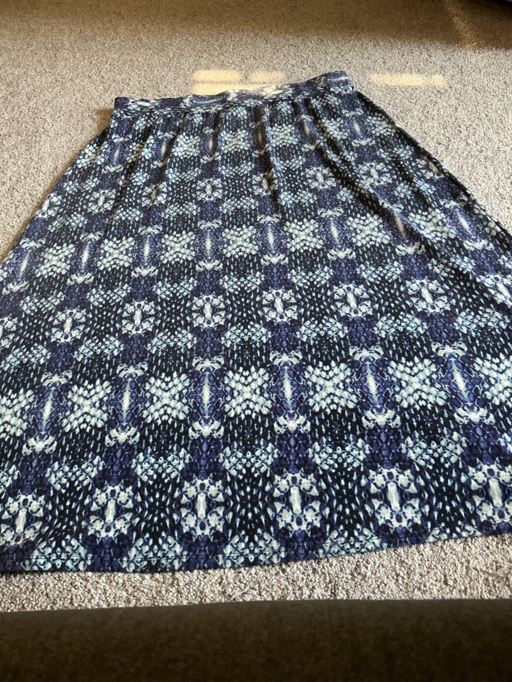 Roz & Ali Navy& Purple print Maxi skirt 2X